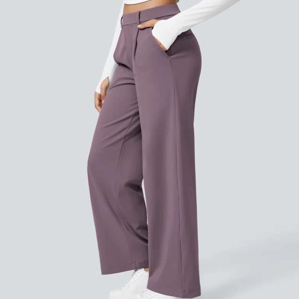 Elegant Mauve Women's Wide-Leg Pants